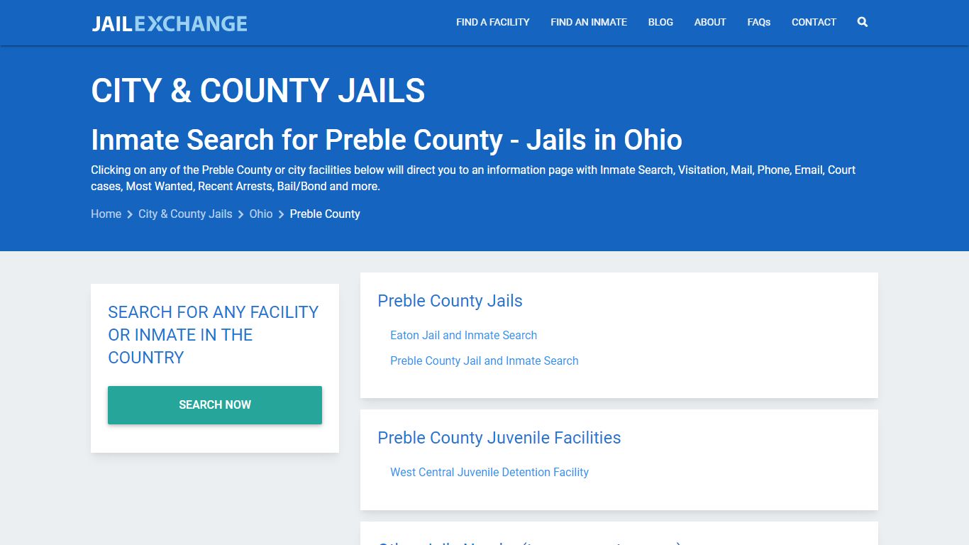 Inmate Search for Preble County | Jails in Ohio - Jail Exchange